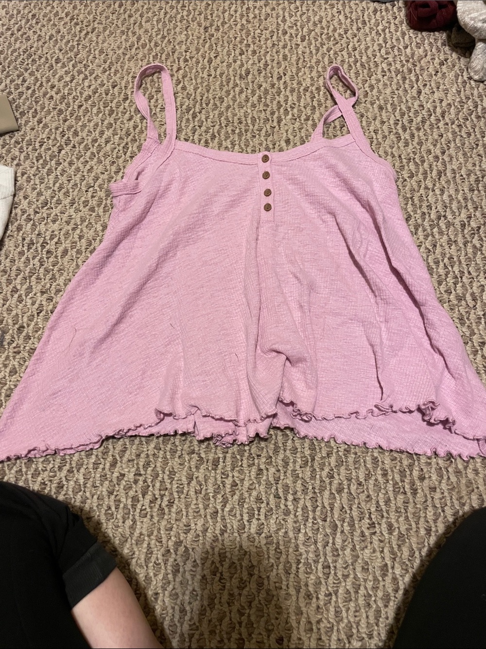 Light Lavender Ribbed Cami Tank with Button Front